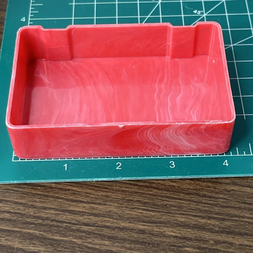 VTG Pink Marbled TILCO Soap / Trinket Box w Floral Embossed Lid Celluloid?